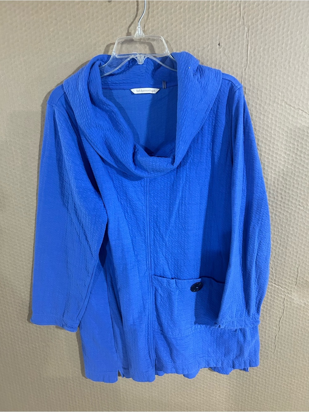 Soft Surroundings Electric Blue Cowl-Neck Trench